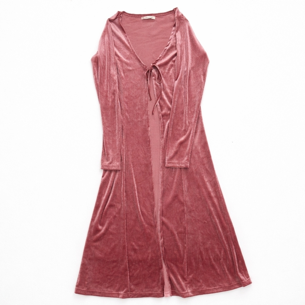 Urban Outfitters Velvet Tie Front Midi Dress Mauve S/M NWT